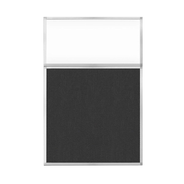 Hush Panel Configurable Cubicle Partition 4' x 6' W/ Window Black Fabric Clear Window